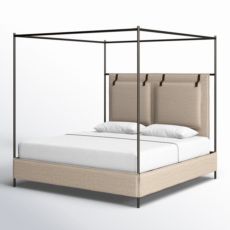 Leigh Canopy Bed-Palm Ecru-King, Beige, King