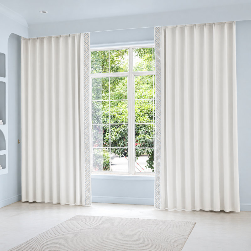 Paire de rideaux en mélange de coton Arabella (ensemble de 2) avec doublure occultante, Natural White, L 50 po x L 108 po