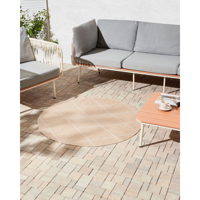 Outdoor Rug GWALIOR Beige, Round 120 cm