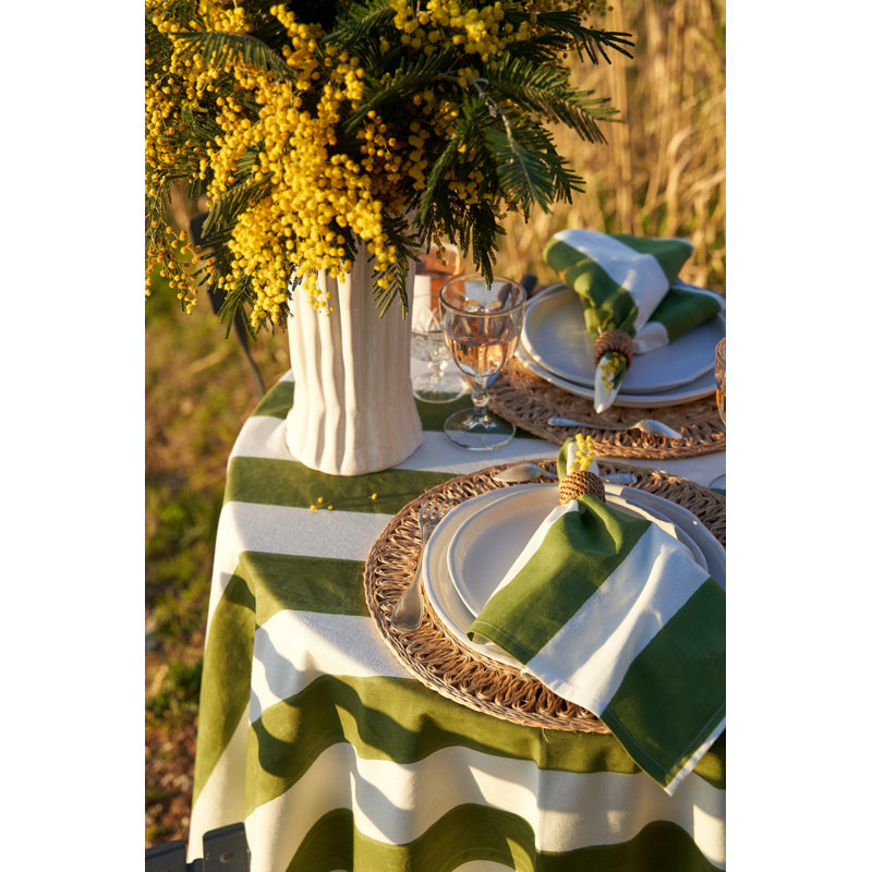 Brezhane Tablecloth - Stripes, 90" Square, Vert