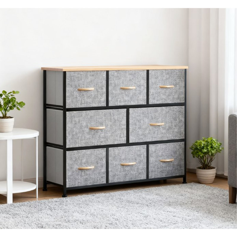 Commode en tissu avec tiroirs, unité de rangement avec structure en acier pour chambre à coucher, couloir
