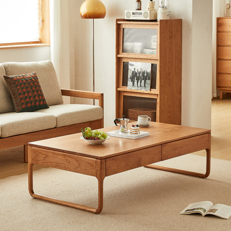 Simple solid wood storage coffee table, 16.54" H x 51.18" L x 29.53" W