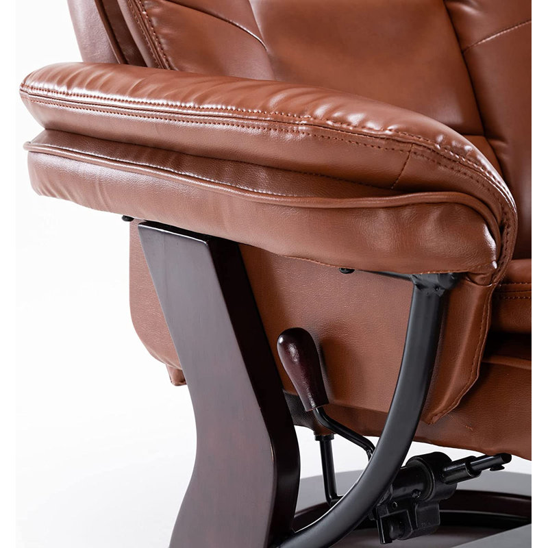 Fauteuil inclinable manuel pivotant de 35,83 po Shebeen, Brun nouveau