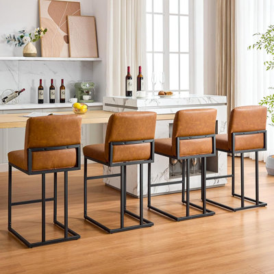 24" Bar Stools, Counter Height Bar Stools with Back by 17 Stories