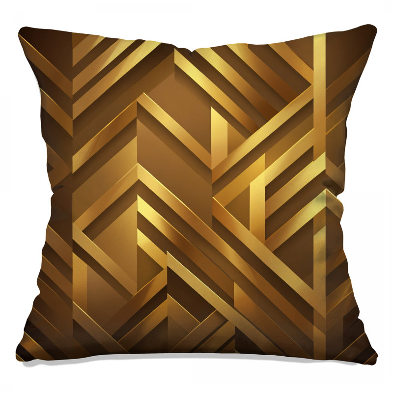 Gold Chevron Pattern Double Sided Throw Pillows, 18 x 18 inches