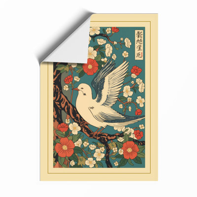 Dove Among Chrysanthemums Japandi - Print