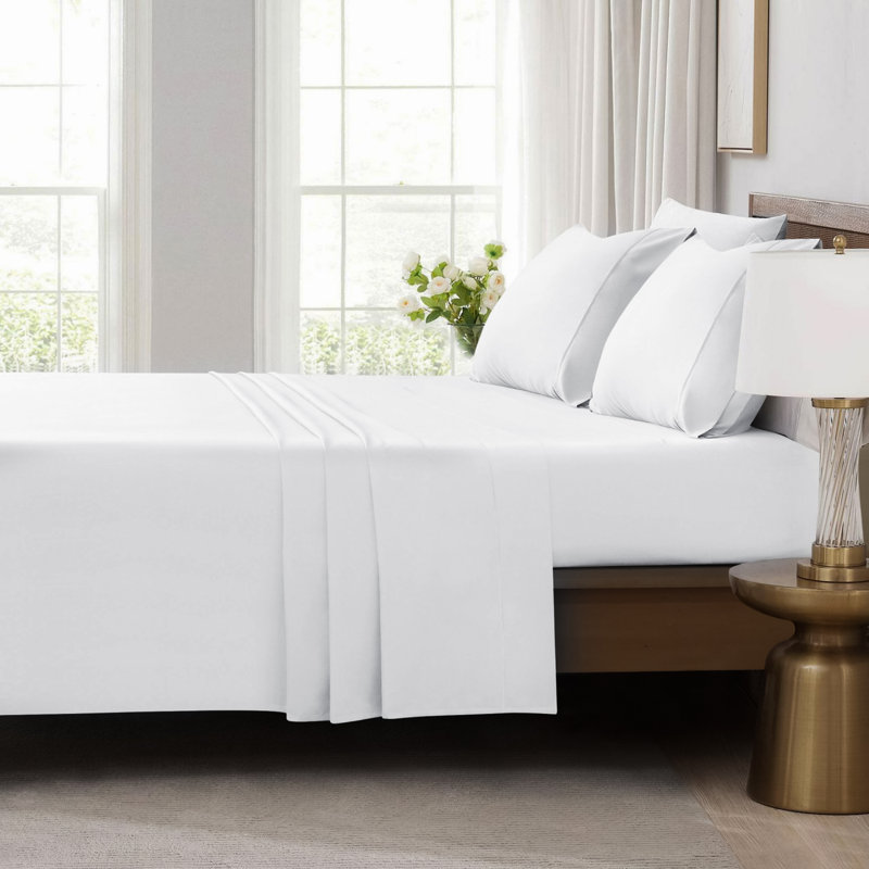 Laderius 200 Threads Count 100% Brushed Cotton Flat Sheet, Double (4'6)