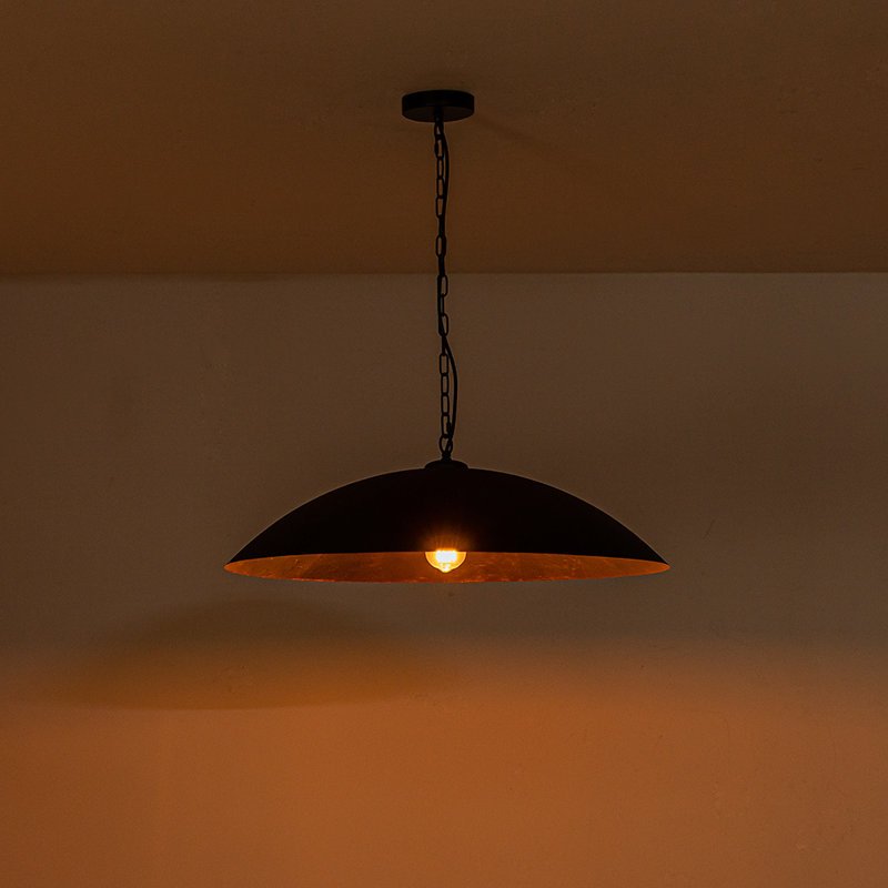 Dimmable Black Dome Flat Pendant Lighting 