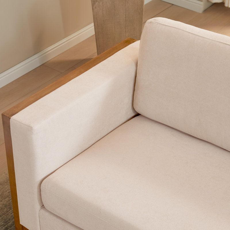  Milan 79" Large 3-Seater Sofa With Solid Wood Legs, Taupe, Walnut