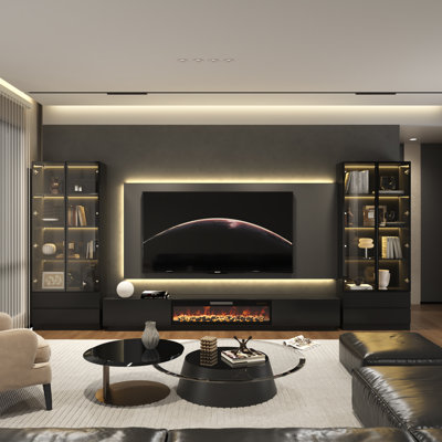 172”w Tv Stand Entertainment Center With Fireplace