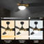 Ventilateur de plafond intelligent 52 pouces noir avec lumière