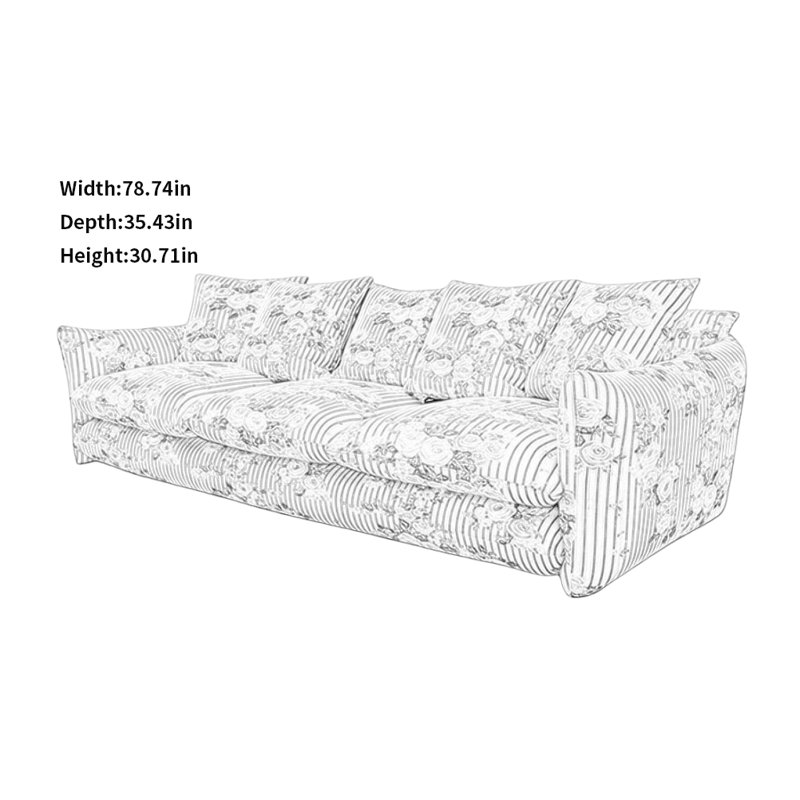 Canapé en tissu de style rétro, 3, H 30,71 po x l 78,74 po x P 35,43 po