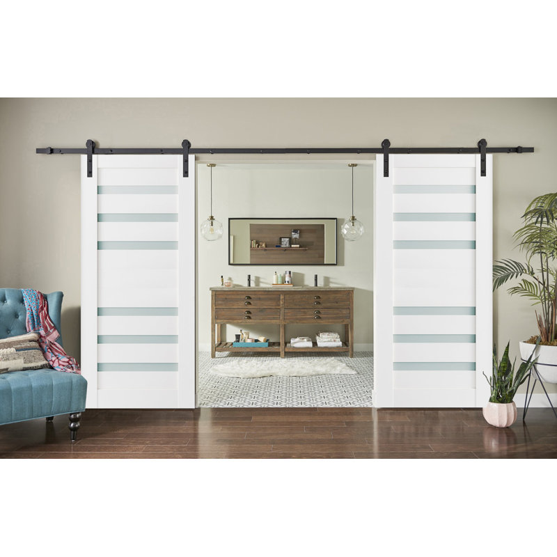 Porte de grange en bois givré Quadro, 48 po x 96 po