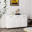 Grande table d'appoint avec rangement - blanc avec 3 portes, portes de conception de peinture excellente et beaucoup de rangement, belle présentation