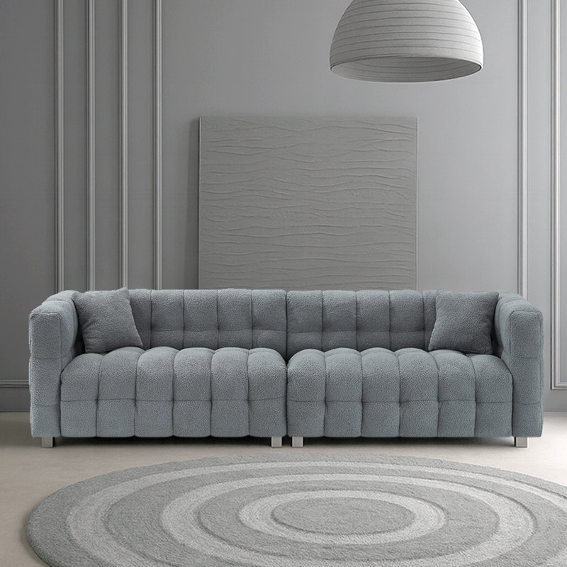 Canapé de 103 po en molleton avec deux coussins, Mélange de polyester gris