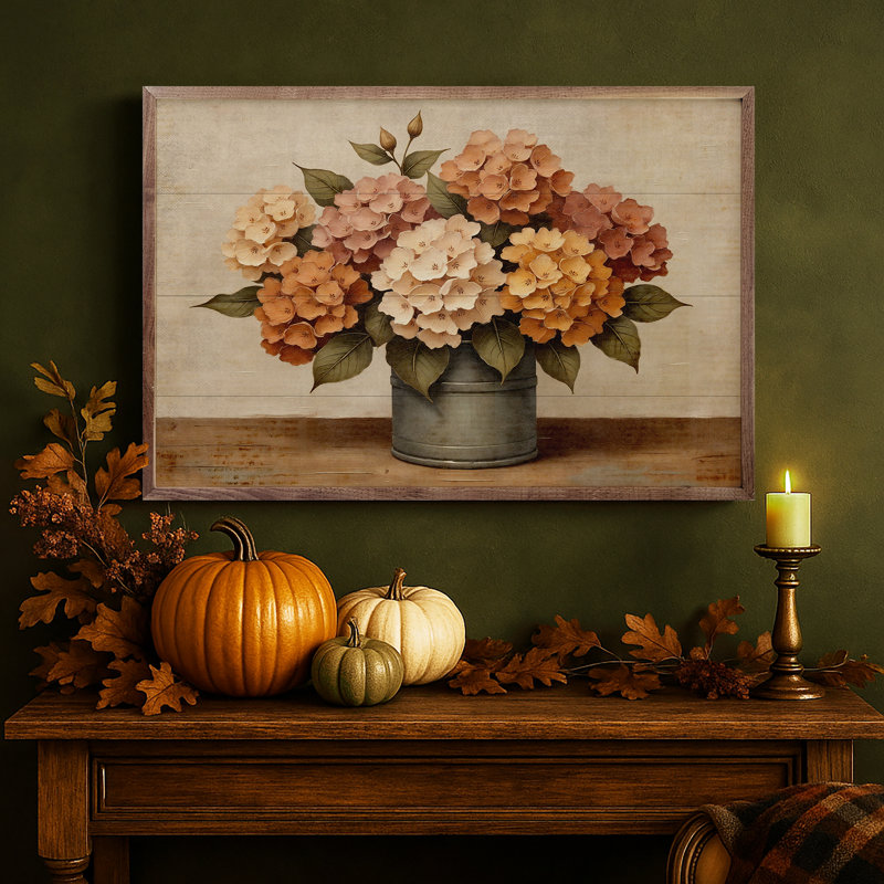 Bouquet d'hortensias d'automne, H 24 po x l 36 po