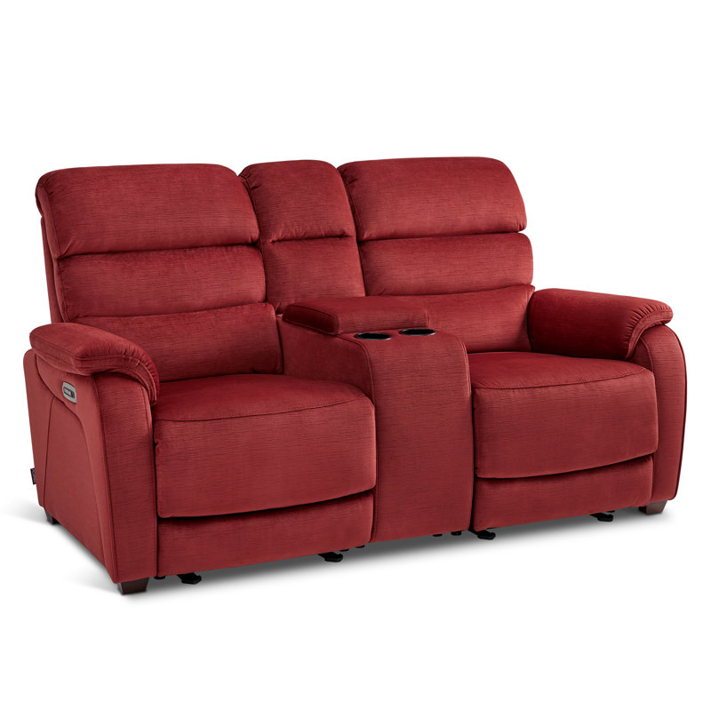Zero Wall Power Loveseat Recliner with Console, Reclining Loveseat Sofa with Adjustable Headrest & Hidden Storage, Burgundy