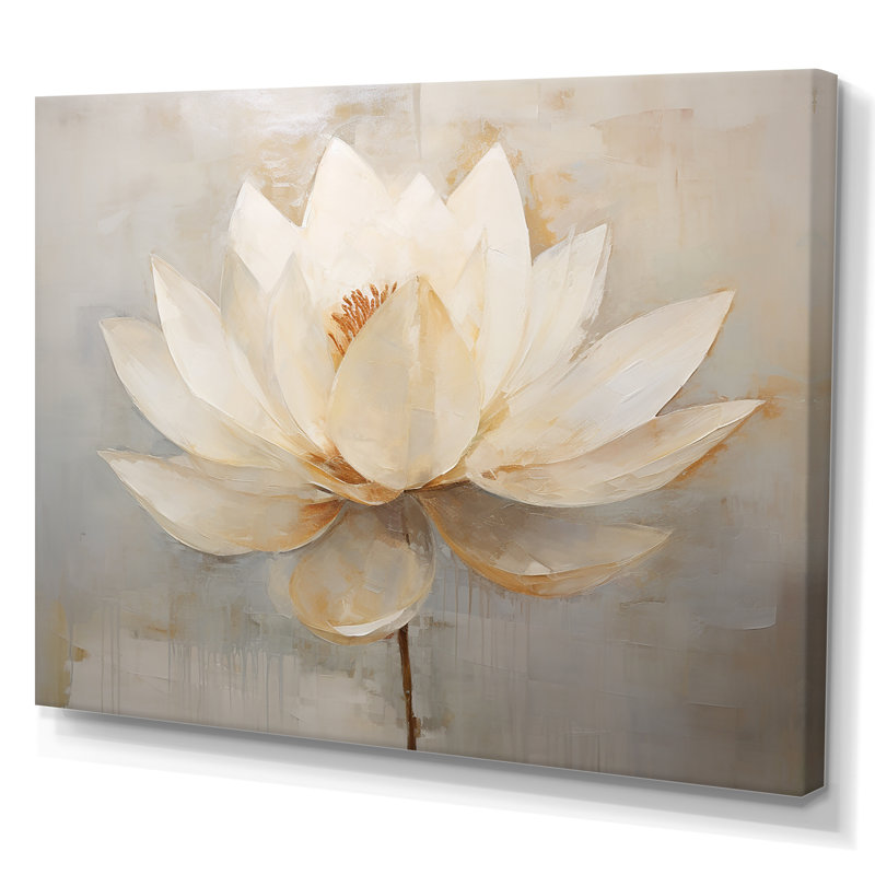 Antique Lotus Connection III - Art mural sur toile Lotus, Toile tendue, H 12 po x l 20 po x P 1 po