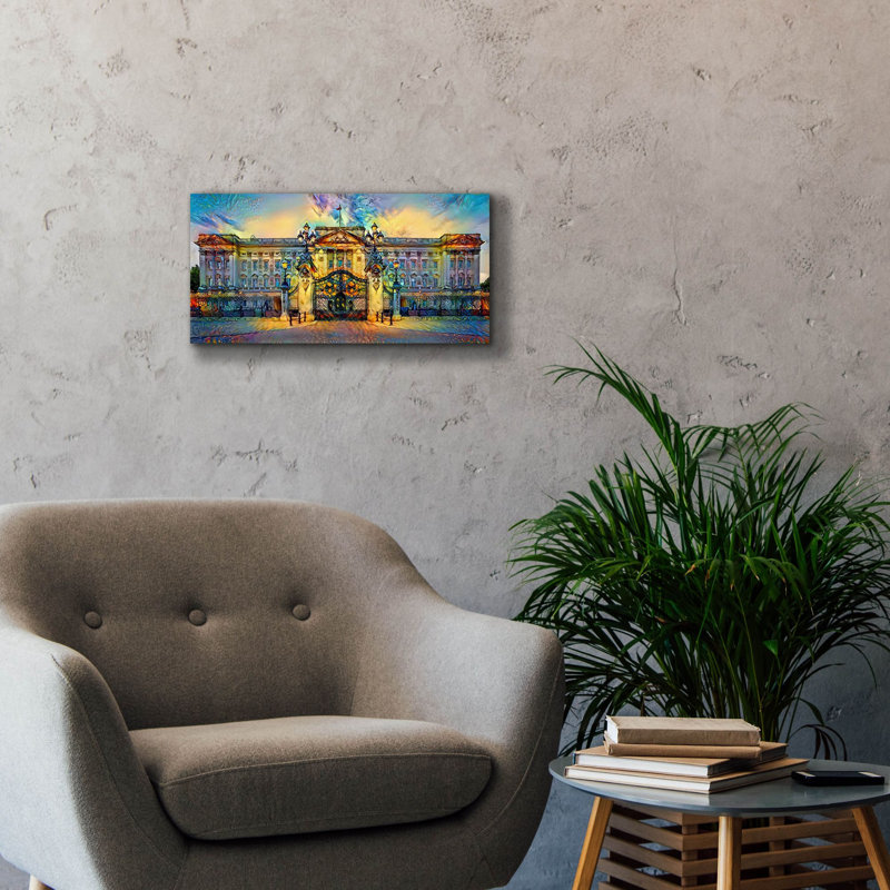 «London England Buckingham Palace» par Pedro Gavidia, art mural sur toile, L 24 po x H 12 po x P 0,75 po