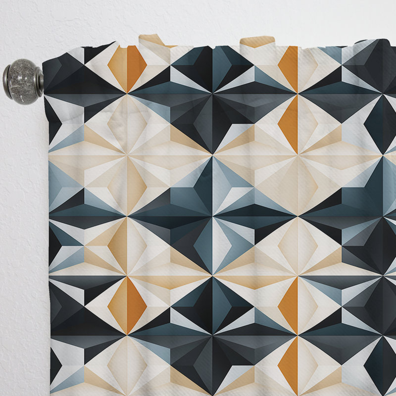 Rideau obscurcissant géométrique blanc à motif symétrique symétrique blanc - 1 panneau, L 52 po x L 95 po