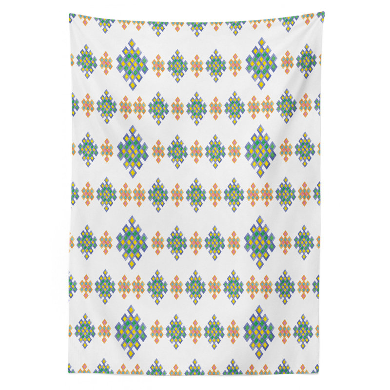 Ambesonne Celtic Tablecloth, Pastel Colored Unique Geometric Hexagon Celtic Motifs On White Background Irish Art, Rectangular Table Cover For Dining Room Kitchen Decor, 52" X 70", Multicolor