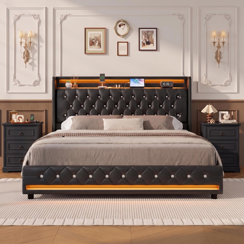 Ensemble de chambre à coucher avec rangement 3 pièces Areyon, Très grand lit