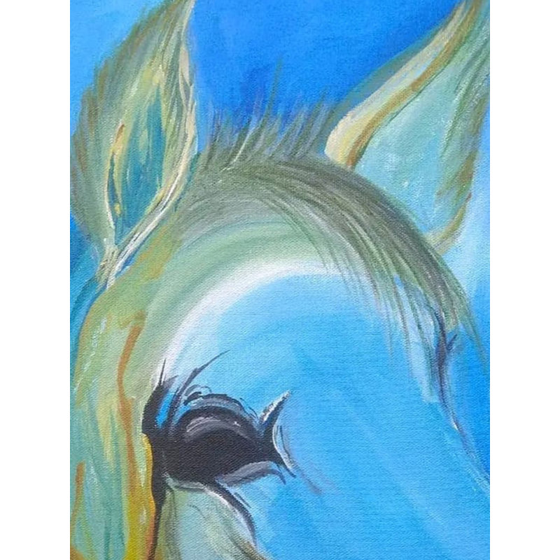 Cheval bleu | Acrylique sur toile | Par Kashiram Kharde