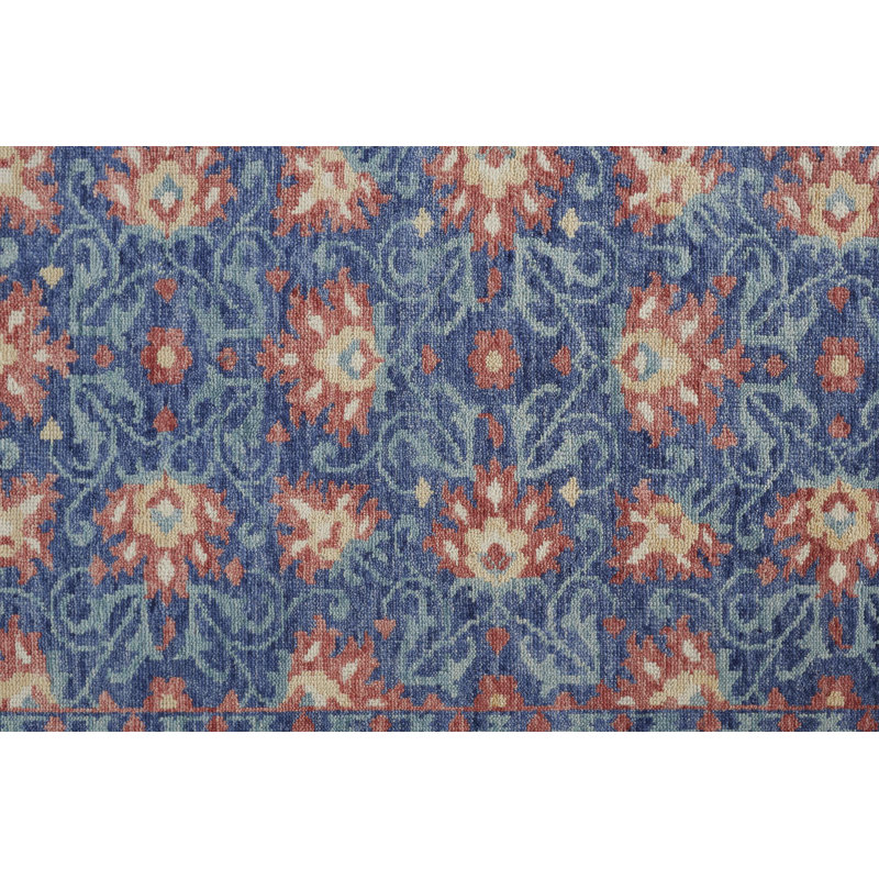 Beall Wool Floral Area Rug in Blue, Rectangle 2' x 3'