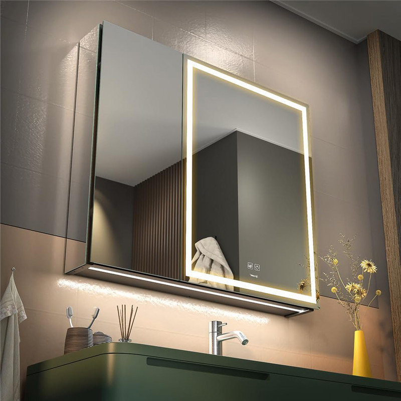 Orren Ellis LED Lighted Bathroom Medicine Mirror with Sockets