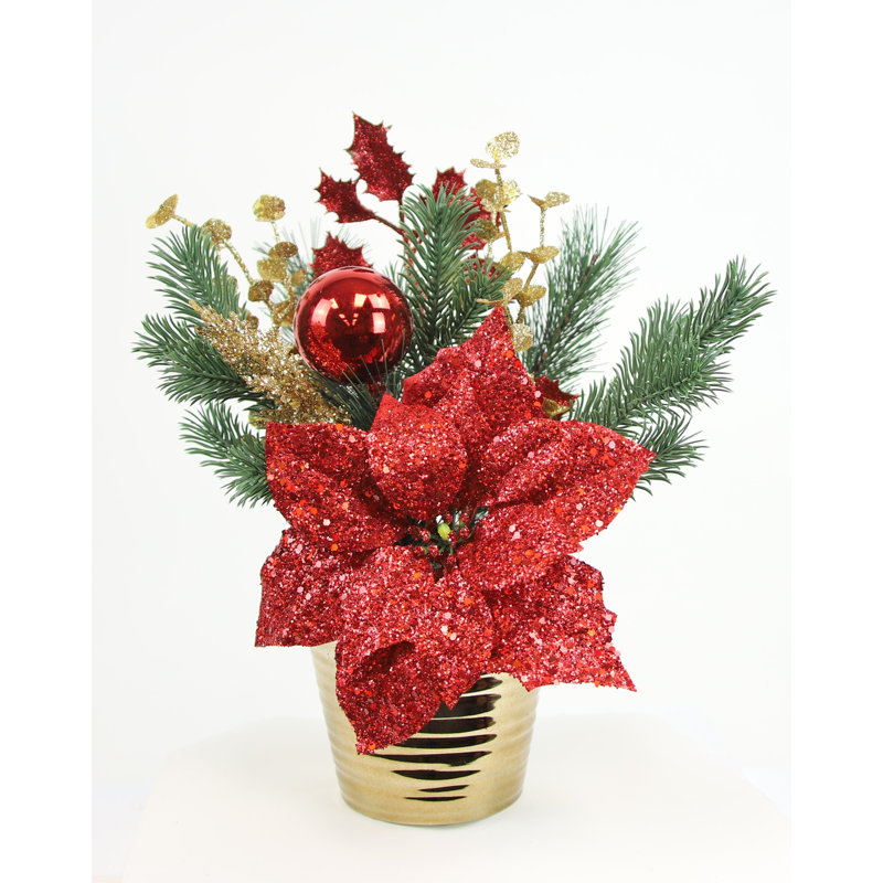 Glitzy poinsettia dans un vase