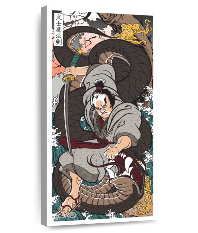 Samouraï avec une épée magique, H 48 po x l 24 po