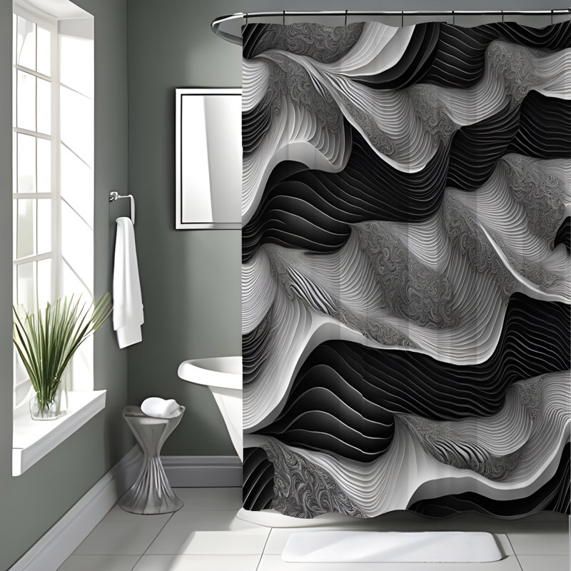 Tiemann Abstract Shower Curtain, 72"H x 70"W