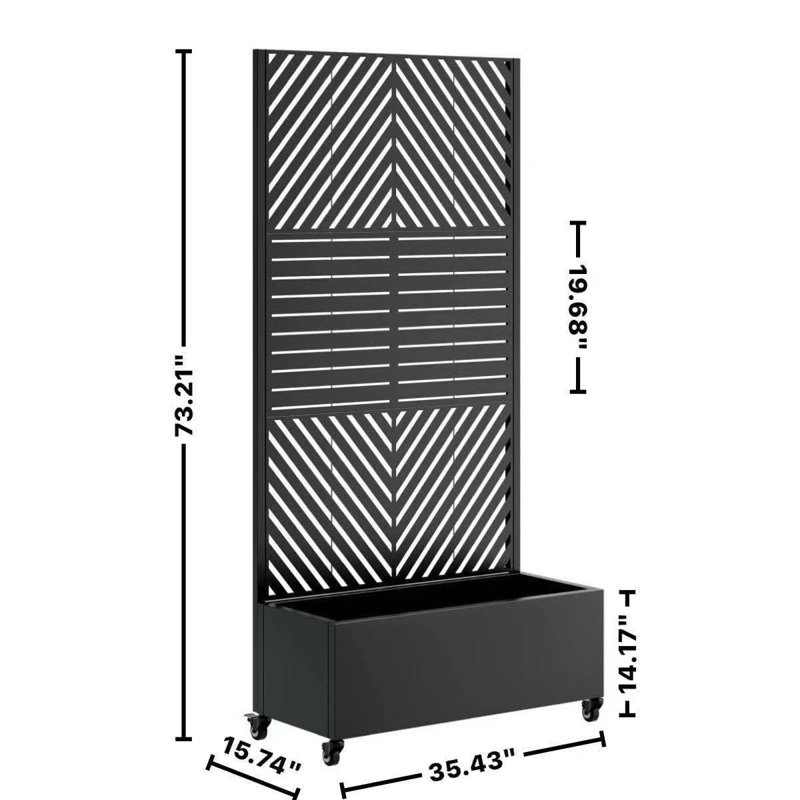 Jardinière en métal durable avec treillis et roues pour plus d'intimité