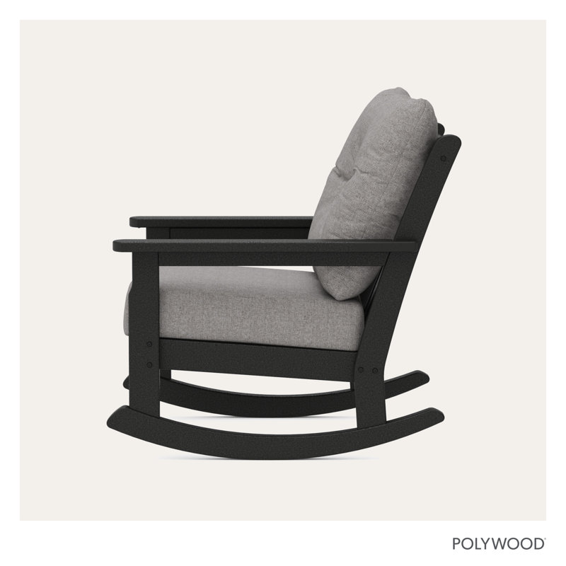 Lakeside Vineyard Deep Seating Rocking Chair, Black, Gray Mist