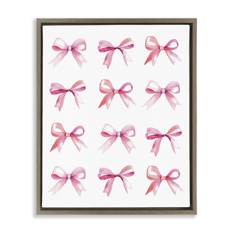 «Pink Bows Rows» par Daphne Polselli, Cadre flottant orme Montalcino, H 21 po x l 17 po