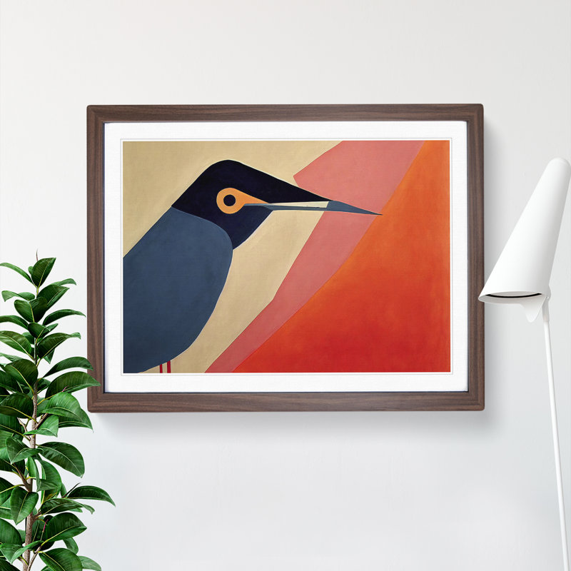Hewarming Abstract Bird - Single Picture Frame Print, 25cm H x 34cm W x 2cm D, Walnut