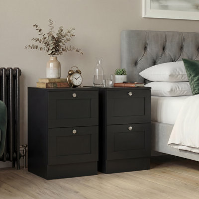 Tasneem 2 Drawer Set Of 2 Bedside Tables Compact Nightstand Storage Cabinet Modern Bedroom Side Table