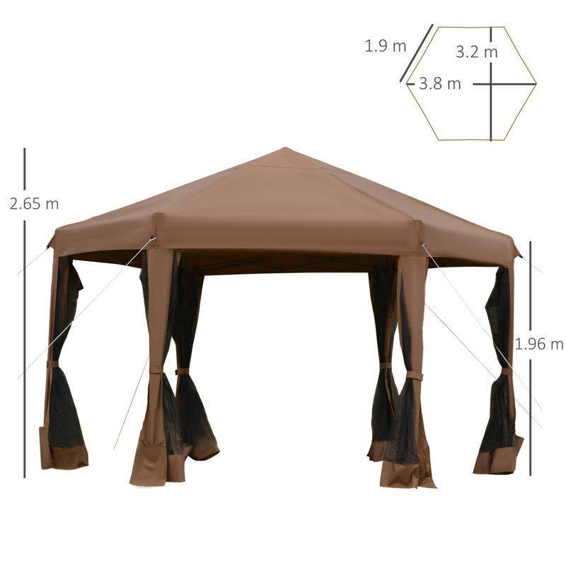 Ahsley 3m x 3m Steel Patio Gazebo, Brown