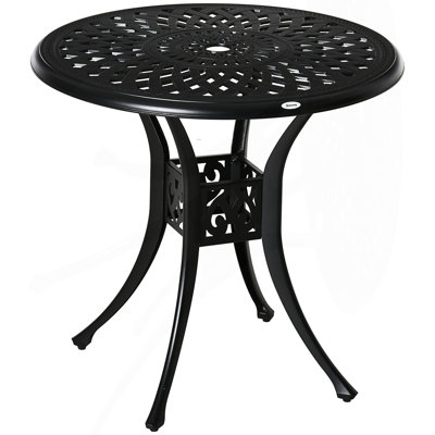 Round Patio Dining Table With Umbrella Hole, Outdoor Bistro Table