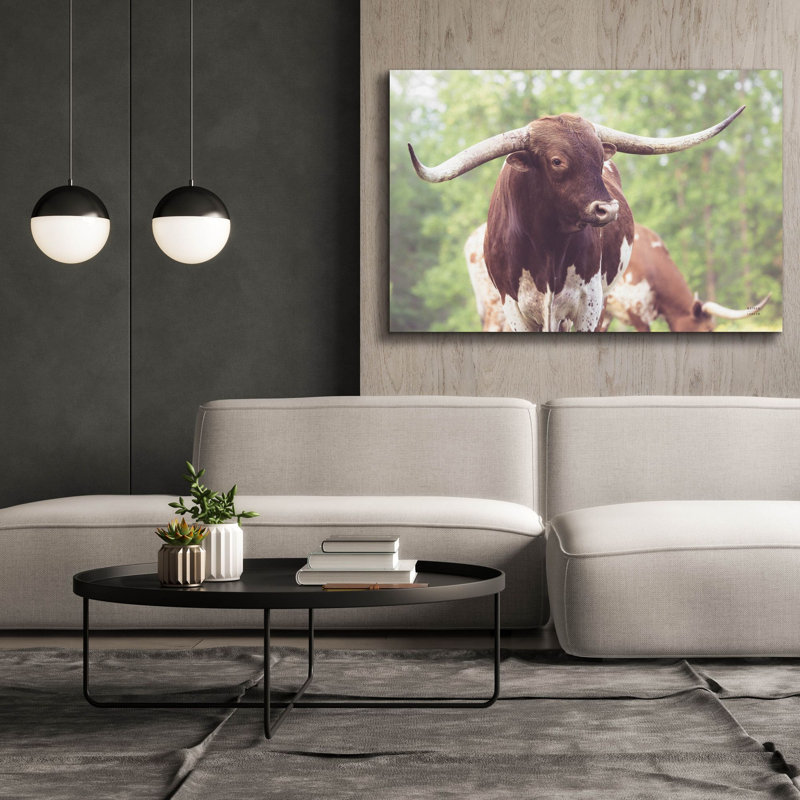 "Epic Graffiti" Longhorn Gaze 1 "par Nathan Larson, art mural sur toile, H 40 po x l 60 po