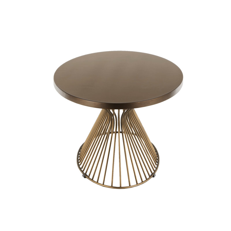 Table basse de style Mid-Century, structure en métal bronze antique, plateau en bois massif, base à outils nécessaire et apparence, requis, fourni