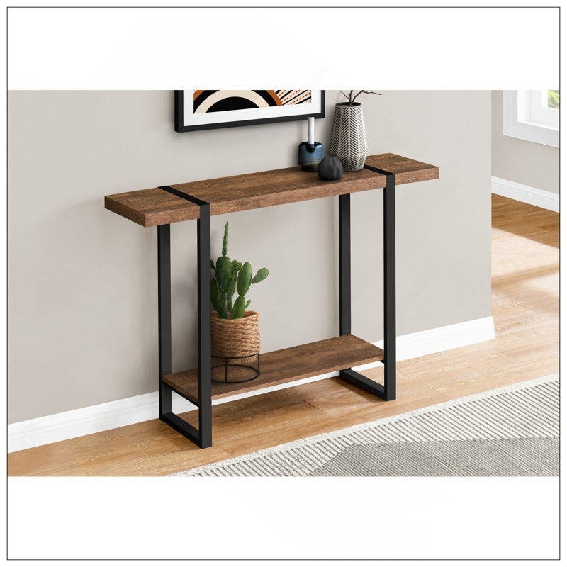 Accent Table, Console, Entryway, Narrow, Sofa, Living Room, Bedroom, Brown Laminate, Black Metal, Contemporary, Modern, Brown