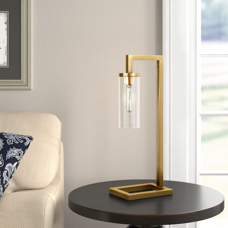 Malva Metal Desk Lamp, Seeded Glass, Brass