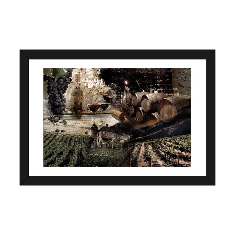 " Wine " by GraphINC Studio, White, 16" H x 24" W x 1" D, Black Framed Fine Art Paper