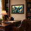 Art mural antique sur toile encadré doré pour le salon, la chambre à coucher, le bureau ou le vestibule - Décoration murale décorative avec motif de feuilles-129337895-129337898