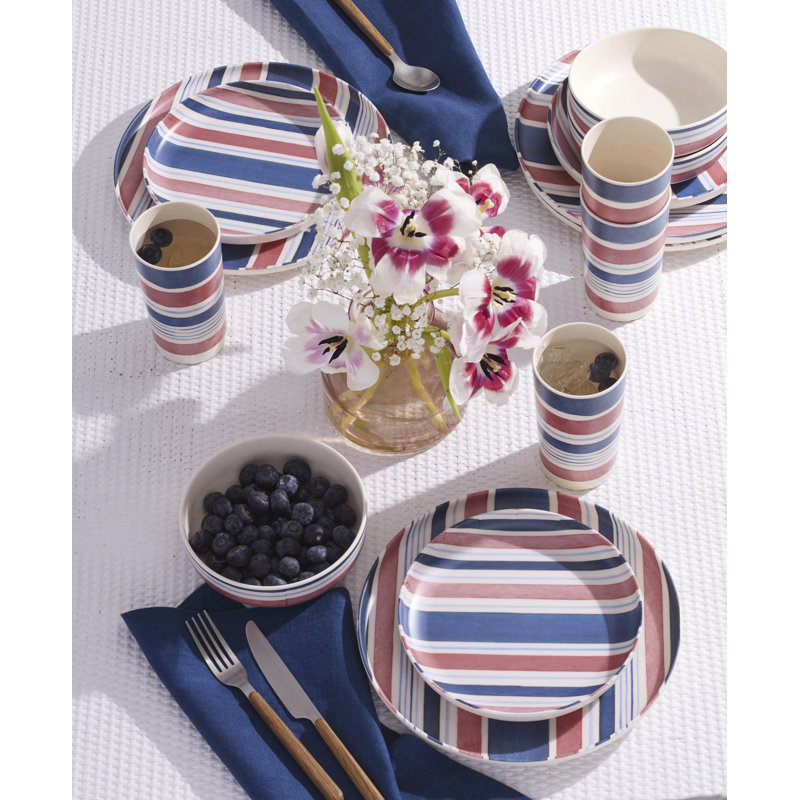 Service de table 12 pièces Oneida 24 Seven Melamine Stripe