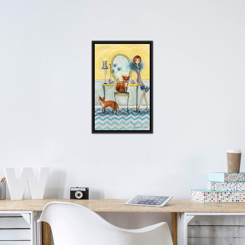 Art fiona et fox, H 26 po x l 18 po x P 1,5 po, Toile avec cadre noir patiné