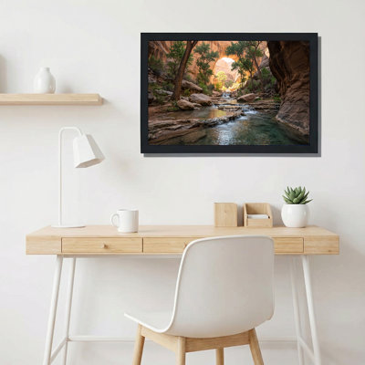 «Red Rock Canyon Stream», art mural sur toile en pierre naturelle