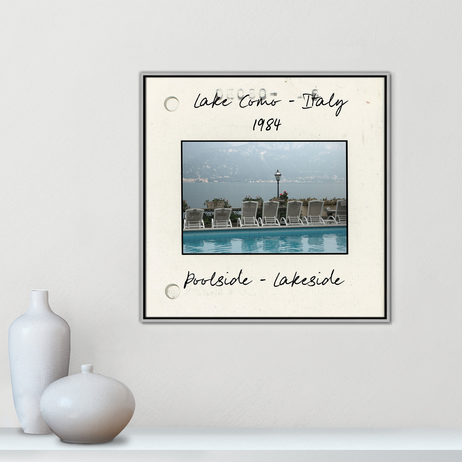Travel Slide Collection "Lake Como, Italy" Print, Silver Floater Framed Canvas, 31.5" H x 31.5" W x 2" D