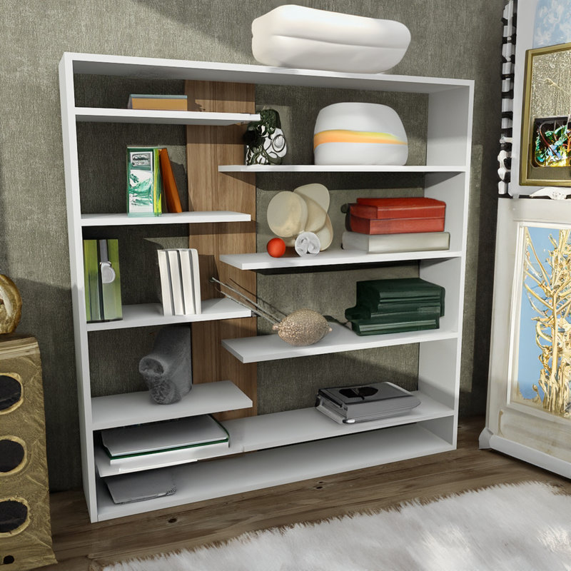 Halbeib Bookcase, White/Walnut